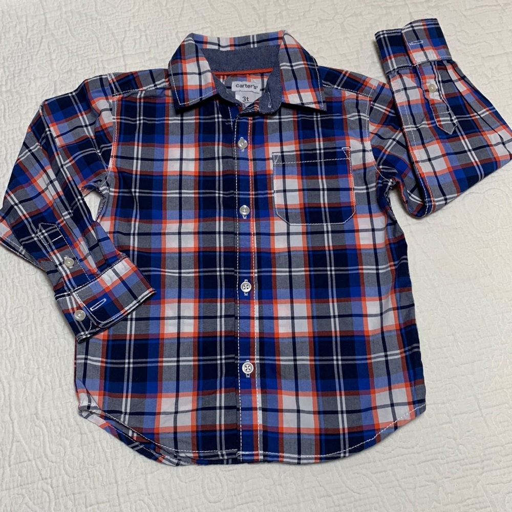 3T (4/$20) Plaid Button-Down Shirt by Carter’s